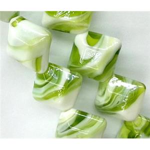 Plated Lampwork glass bead, square, approx 17x17mm [LWBCH71]