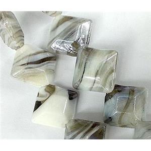 Plated Lampwork glass bead, square, grey, approx 17x17mm [LWBCH76]