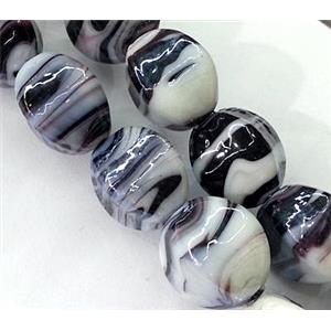 plated Lampwork glass bead, black, approx 12x16mm [LWBCH89]
