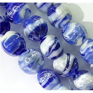 plated Lampwork glass bead, blue, approx 12x16mm [LWBCH90]