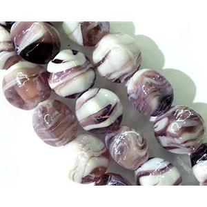plated Lampwork glass bead, purple, approx 12x16mm [LWBCH91]