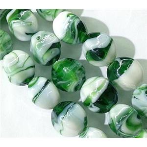 plated Lampwork glass bead, green, approx 12x16mm [LWBCH92]