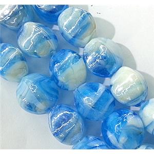 plated Lampwork glass bead, aqua, approx 12x16mm [LWBCH94]