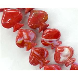 plated Lampwork glass bead, heart, red, approx 17x17mm [LWBCH98]