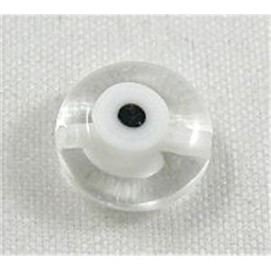 lampwork glass beads with evil eye, flat-round, clear, 10mm dia, 40pcs per st [LWBFR052-10MM]