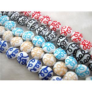 handcraft glass lampwork beads, flat-round, line, mixed color, 20mm dia [LWBFR10MIX]