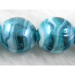 Lampwork glass bead, flat round, 16-17mm dia [LWBFR204C07]