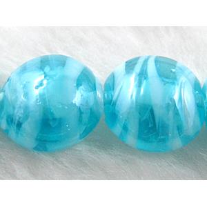 Lampwork glass bead, flat round, 16-17mm dia [LWBFR204C08]