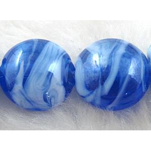 Lampwork glass bead, flat round, 20mm dia [LWBFR204C09-20MM]