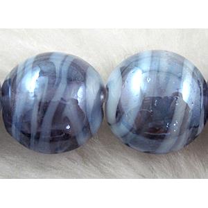 Lampwork glass bead, flat round, 16-17mm dia [LWBFR204C10]