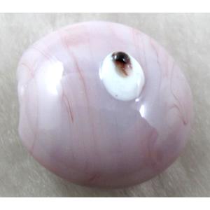  lampwork glass beads with evil eye, flat-round, lt.purple, 16mm dia, 25pcs per st [LWBFR205C03]