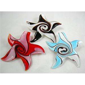 Swirl Starfish Lampwork Glass Pendants, 60mm dia [LWBPD056]