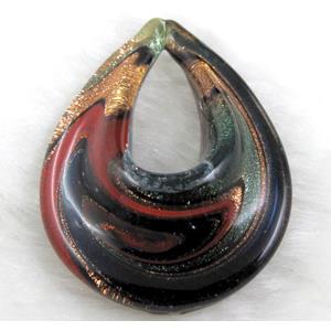 murano style glass lampwork pendant, teardrop, 38x50mm [LWBPD210C10]