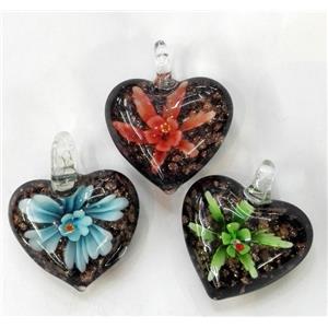 lampwork pendant, heart, approx 30mm dia [LWBPD246]