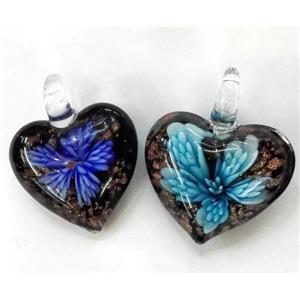 lampwork pendant, heart, approx 30mm dia [LWBPD247]