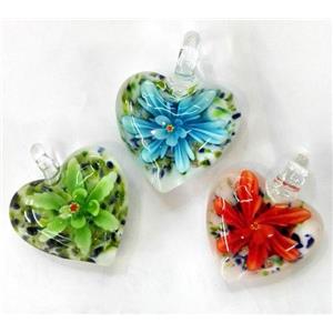 lampwork pendant, heart, approx 30mm dia [LWBPD248]