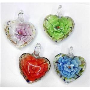 lampwork pendant, heart, approx 30mm dia [LWBPD249]