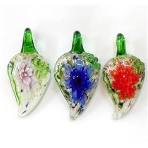 lampwork pendant, leaf, approx 25-40mm [LWBPD253]