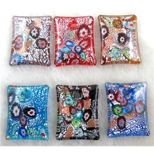 Lampwork glass pendants, silver foil, mixed, 35x45mm [LWBPD335]