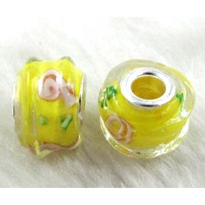 Lampwork Glass Beads, 16mm dia, hole:5.5mm [LWBPST127C05]
