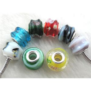 Lampwork Glass Beads, Mix color, 16mm dia, hole:5.5mm [LWBPST127MIX]