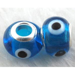evil eye beads, lampwork glass, 14mm dia, hole:5mm [LWBPST128C01]