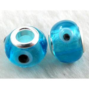 evil eye beads, lampwork glass, 14mm dia, hole:5mm [LWBPST128C02]