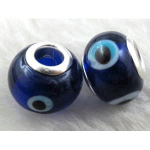 evil eye beads, lampwork glass, 14mm dia, hole:5mm [LWBPST128C03]