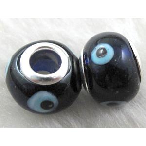 evil eye beads, lampwork glass, 14mm dia, hole:5mm [LWBPST128C06]
