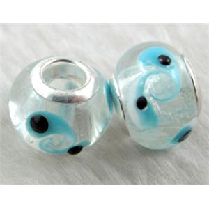 evil eye beads, lampwork glass, 14mm dia, hole:5mm [LWBPST128C08]