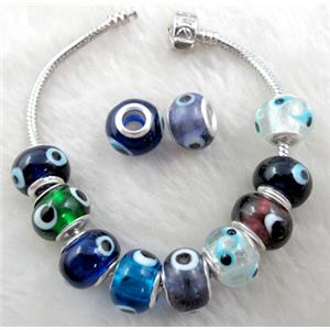 mixed Evil Eye Beads, lampwork glass, 14mm dia, hole:5mm [LWBPST128MIX]