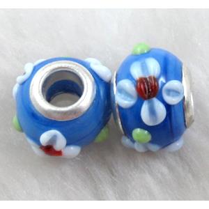 beads, lampwork glass, 14mm dia, hole:5mm [LWBPST129C01]