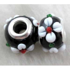 beads, lampwork glass, 14mm dia, hole:5mm [LWBPST129C04]
