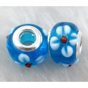 beads, lampwork glass, 14mm dia, hole:5mm [LWBPST129C05]