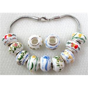lampwork bead, mixed color, approx 14mm dia, 5.5mm hole [LWBPST130MIX]