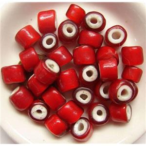 red lampwork beads, approx 7x9mm [LWBPST131]