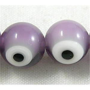 round lampwork glass beads with evil eye, purpel, 8mm dia, 2eyes, 50 pcs per st [LWBRD03-8MM]