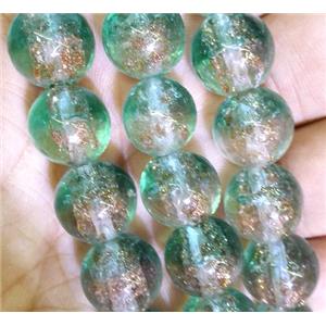 Lampwork glass bead within goldsand, round, double color, approx 12mm dia [LWBRD28]