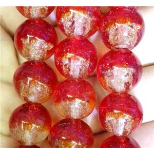 Lampwork glass bead within goldsand, round, double color, approx 12mm dia [LWBRD31]