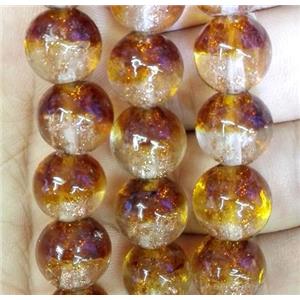 Lampwork glass bead within goldsand, round, double color, approx 12mm dia [LWBRD33]