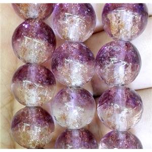 Lampwork glass bead within goldsand, round, double color, approx 12mm dia [LWBRD34]