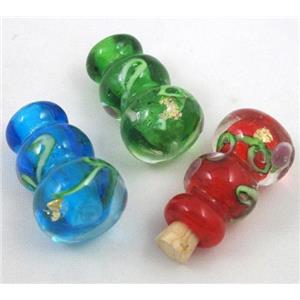 glass lampwork pendant, bottle, mixed color, approx 16-27mm, 5mm hole [LWBSB08]