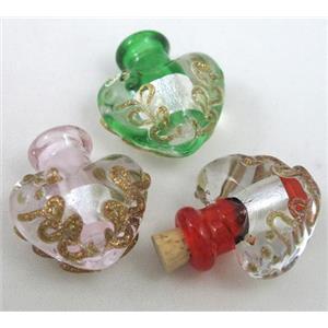 glass lampwork bottle pendant, mixed color, approx 16-27mm, 5mm hole [LWBSB10]