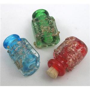 glass lampwork bottle pendant, mixed color, approx 16-27mm, 5mm hole [LWBSB12]