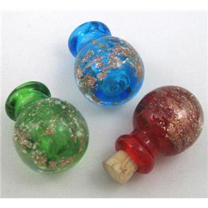 glass lampwork bottle pendant, mixed color, approx 16-27mm, 5mm hole [LWBSB13]