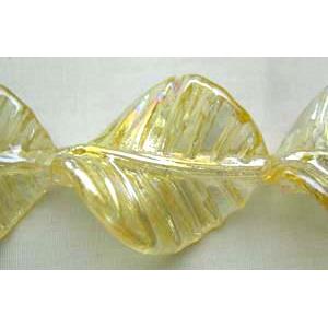 Handmade Twist leaf Lampwork Beads With Plated Color, 26x32mm,15pcs per st [LWBTW021]