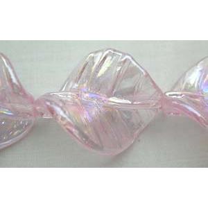Handmade Twist leaf Lampwork Beads With Plated Color, 26x32mm,15pcs per st [LWBTW022]
