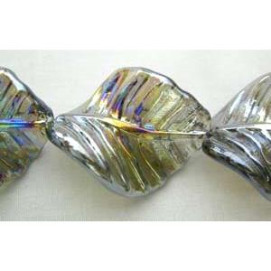 Handmade Twist leaf Lampwork Beads With Plated Color, 26x32mm,15pcs per st [LWBTW023]