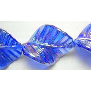 Handmade Twist leaf Lampwork Beads With Plated Color, 26x32mm,15pcs per st [LWBTW026]