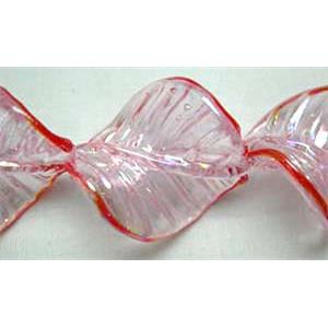 Handmade Twist leaf Lampwork Beads With Plated Color, 26x32mm,15pcs per st [LWBTW027]